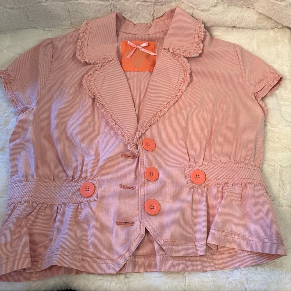 Wear it Declare it Short Sleeve Jacket. Size XL. Pink/ White Striped. New - Picture 11 of 16